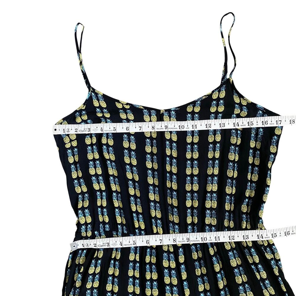 Divided H&M Pineapple Jumpsuit Black Yellow Adjustable Straps Pockets Sz 10 - Picture 9 of 12
